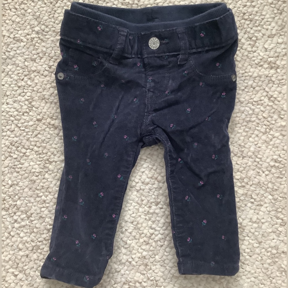 Baby Gap Navy Floral Corduroy Pants 3-6M